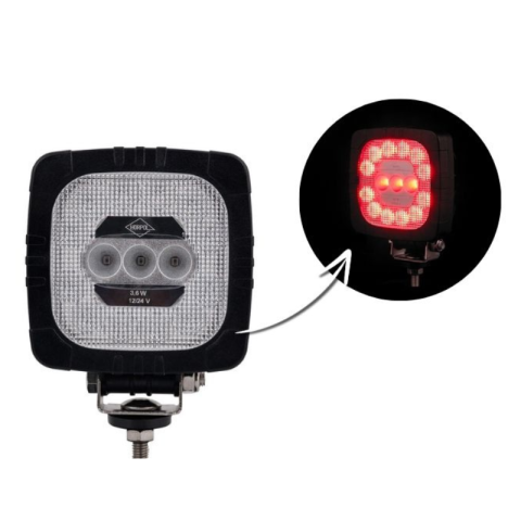 Noutati - Proiector LED Lucru Rosu, 3.6W, 12/24V, Lumina Difuza, IP68, 10,1x12,7 cm