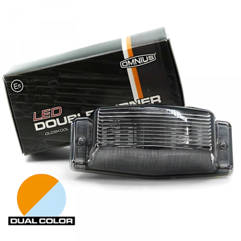 Lampa LED Double Burner, Design Old School, Dual Color, Alb Xenon & Portocaliu, 24V, 126 mm, sticla fumurie [3]