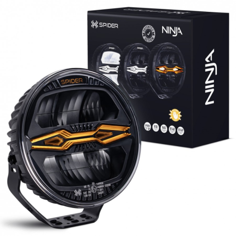 Proiector LED X-Spider NINJA, rotund, 12/24V, 100W, lumina drum, pozitie, avertizare IP69K