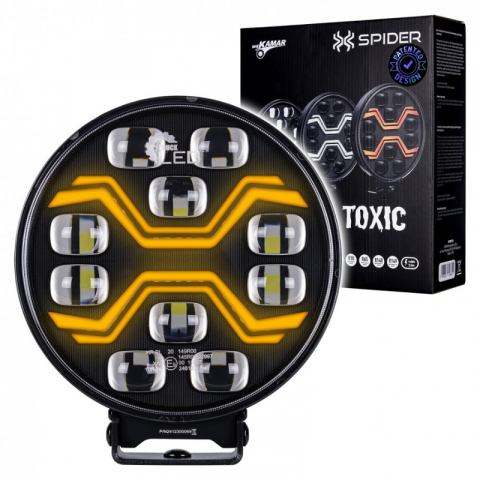 Proiector rotund LED X-SPIDER TOXIC, 80W, 22cm, faza, pozitie alba si stroboscop portocaliu [1]