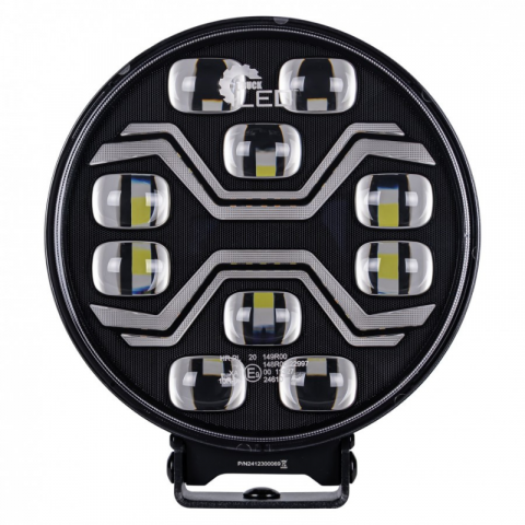 Proiector rotund LED X-SPIDER TOXIC, 80W, 22cm, faza, pozitie alba si stroboscop portocaliu