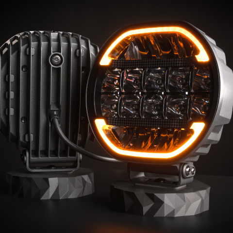 Proiector Suplimentar LED, SCALLOP 9X, 22cm, 180w, 10600lm, Pozitie Dinamica Alb/Portocaliu, 680m [5]