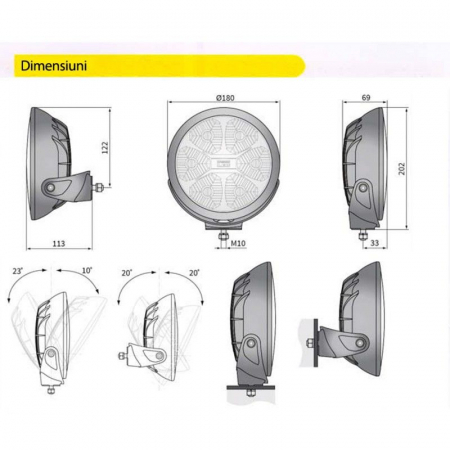 Proiector TIR Rotund MARE Full LED FERVOR 180 LUM2.51200.01 [7]
