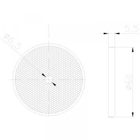 Catadioptru, Reflector rotund alb, galben, roșu cu orificiu de montare Ø60 mm [2]