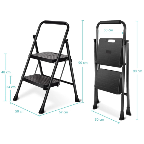 Scara taburet cu 2 trepte, inaltime 45.5 cm, pliabila, structura metalica robusta [1]