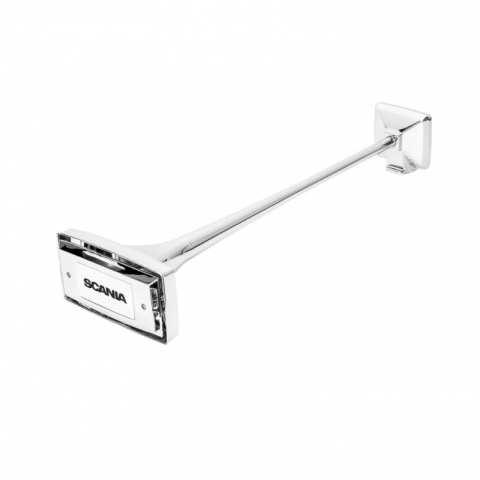 Semnal pneumatic, claxon otel cu finisaj cromat, sigla Scania, dreptunghiular, 66cm