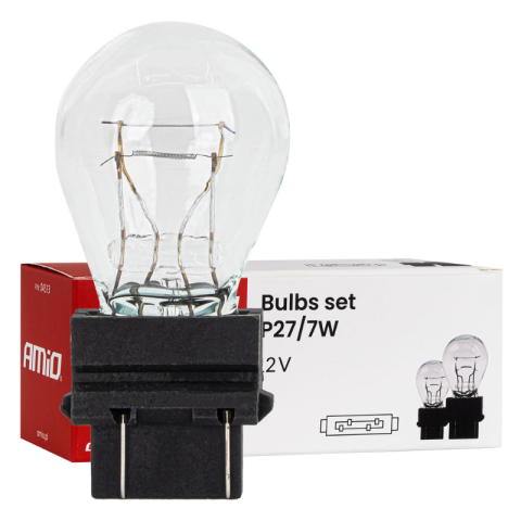 Set 10 becuri P27/7W, 12V 27/7W, filament dublu, pozitie, frana, piese auto