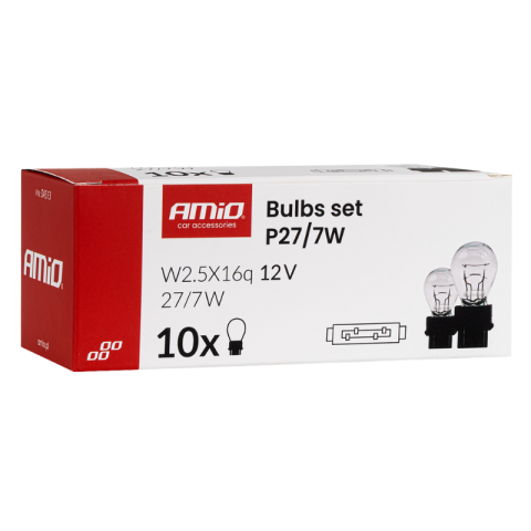 Set 10 becuri P27/7W, 12V 27/7W, filament dublu, pozitie, frana, piese auto [3]
