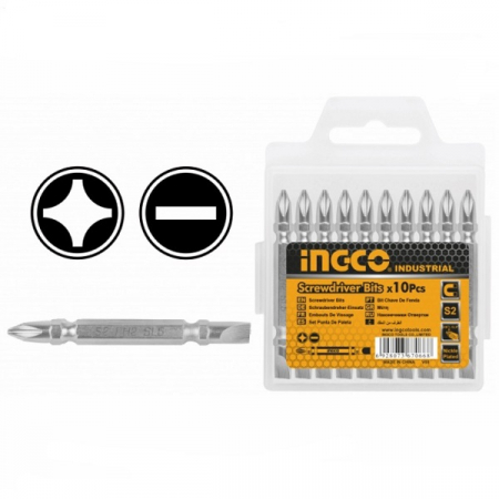 Seturi si accesorii pentru gaurit si insurubat - Set 10 biti PH2 + SL6, 65mm - INGCO  SDB21HL133