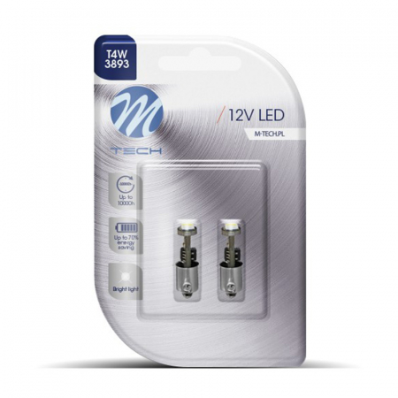 Set 2 bucati bec LED, BA9s, 12V, CANBUS, T4W, Alb  LB319W