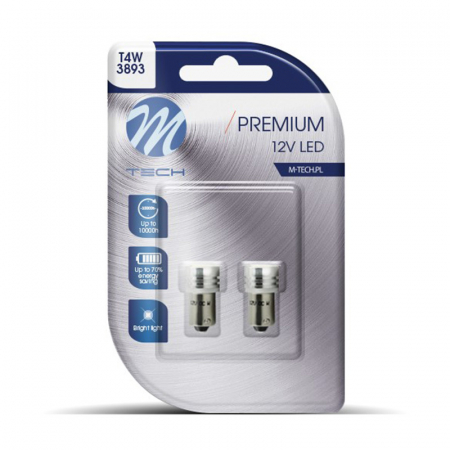 Set 2 bucati bec LED, BA9s, T4W, 12V, Alb  LB016W