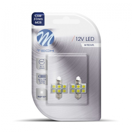 Set 2 bucati bec LED, C5W, 31mm, 12V, SV8.5, Alb  LB027W