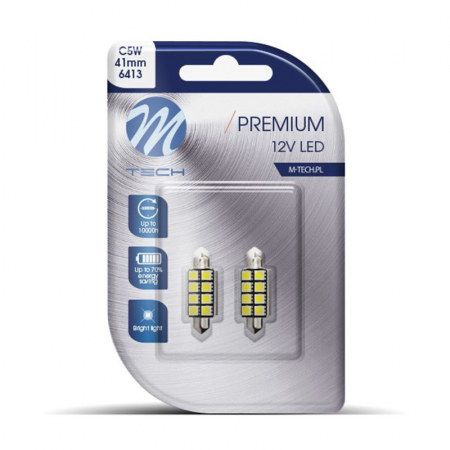 Set 2 bucati bec LED, C5W, 41mm, SV8.5 ,12V, Alb - M-TECH  LB030W