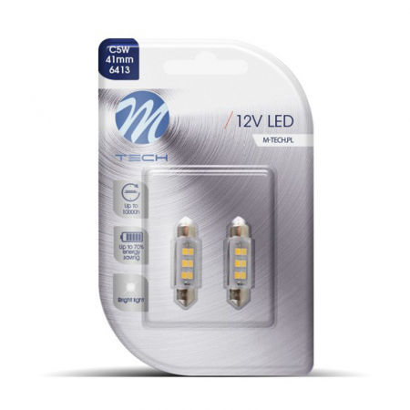 Set 2 bucati bec LED, C5W, 41mm, SV8.5, 12V, Alb  LB091W