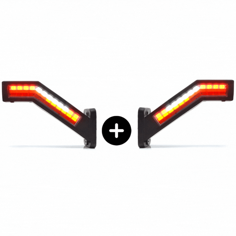 Lampi Gabarit LED - Set 2 lampi gabarit cu brat, 5 functii, semnalizare dinamica, 12-24V, IP 6K9K, 23.8cm, LED