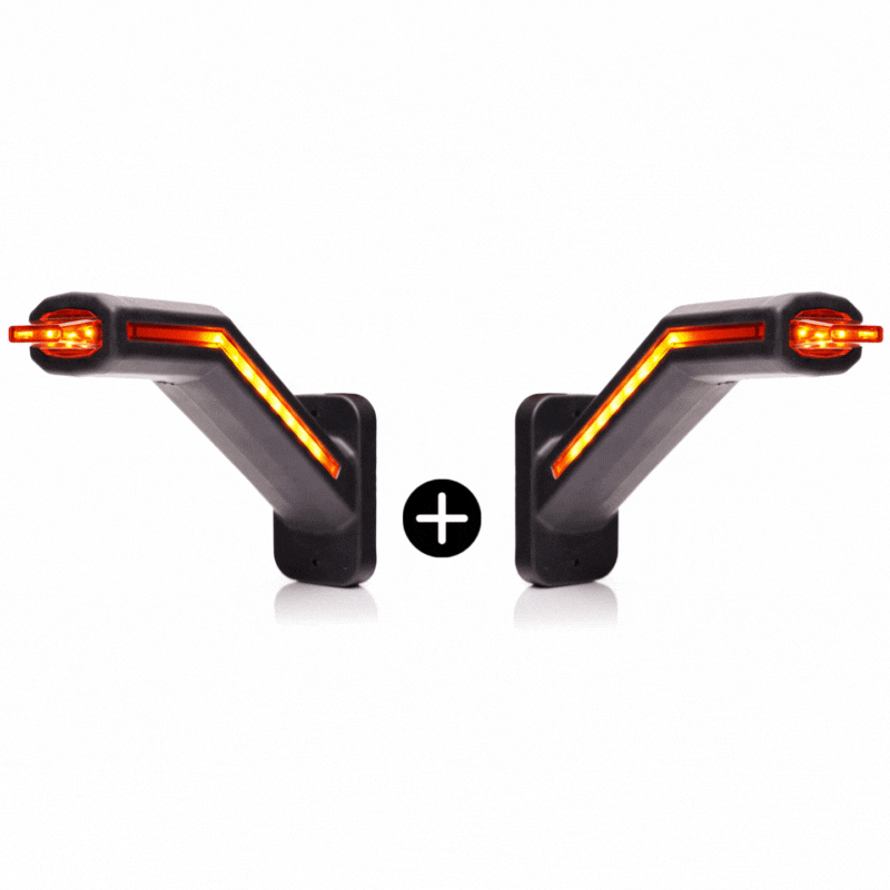 Lumini, Becuri, Proiectoare - Set 2 lampi gabarit LED cu brat si semnalizare dinamica, 12-24V, IP 6K9K, 18.5cm