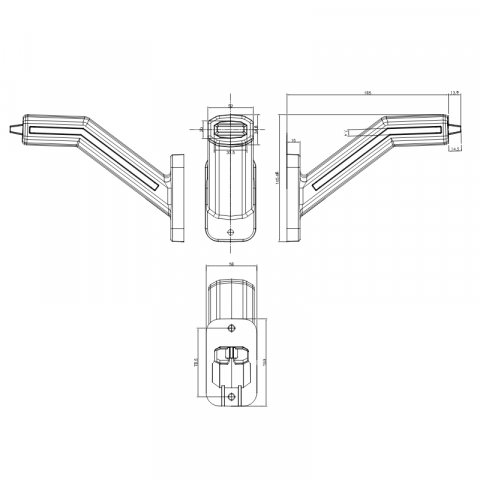 Set 2 lampi gabarit LED DARK cu brat si semnalizare dinamica, 12-24V, IP 6K9K, 18.5cm [5]