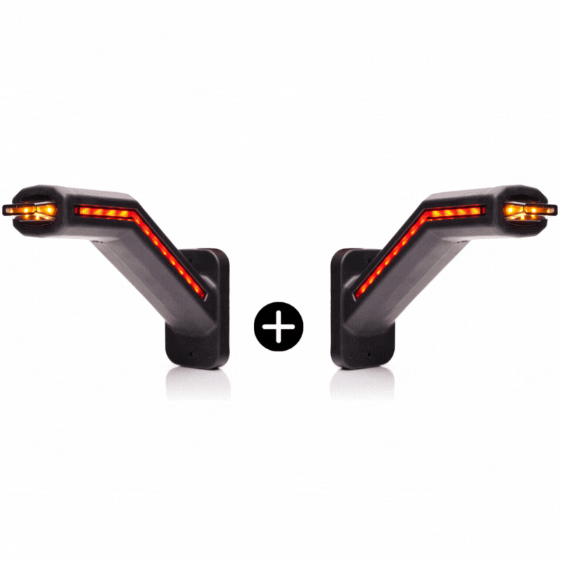 Set 2 lampi gabarit LED DARK cu brat si semnalizare dinamica, 12-24V, IP 6K9K, 18.5cm