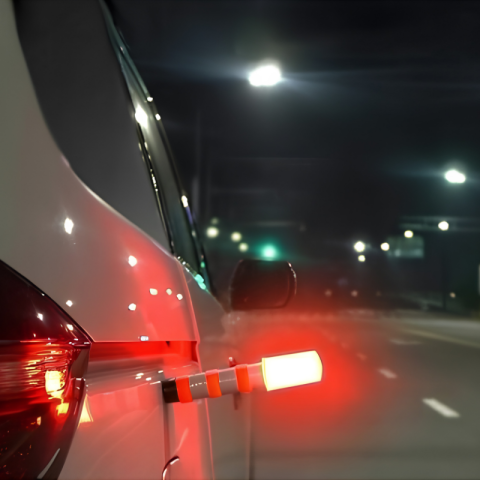 Set 2 lampi LED de avertizare 360° cu lumina portocalie și alba, IP44, cu magnet, suport pliabil și valiza [1]
