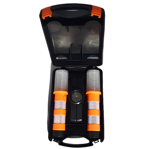 Set 2 lampi LED de avertizare 360° cu lumina portocalie și alba, IP44, cu magnet, suport pliabil și valiza [3]