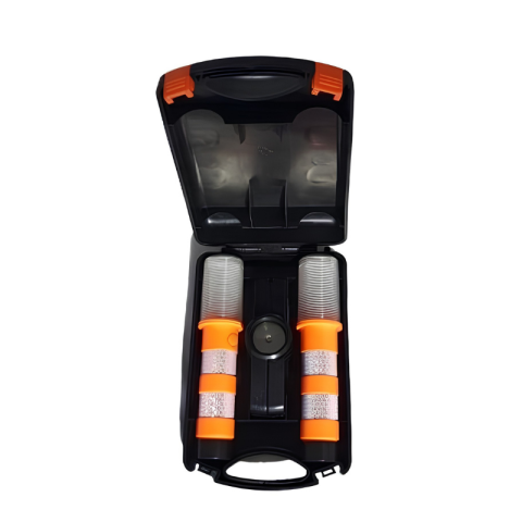 Set 2 lampi LED de avertizare intermitenta, lumina 360°, 3 moduri, incarcare USB-C, IP54, Ø3.5 x 11 cm, cu valiza [5]