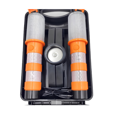 Set 2 lampi LED de avertizare intermitenta, lumina 360°, 3 moduri, incarcare USB-C, IP54, Ø3.5 x 11 cm, cu valiza [3]