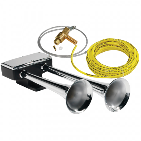 Set 2 semnale pneumatice, claxoane HADLEY cu kit de montare si valva, 2 x 39cm