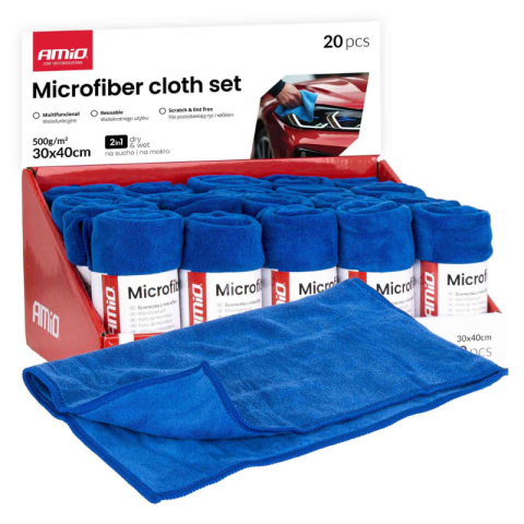 Set 20 lavete microfibra, 30 x 40 cm, 500 GSM, profesionale, curatare auto [5]