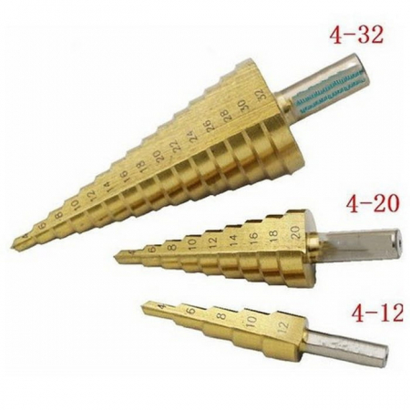 Set 3 burghie conice în trepte otel, 4-32 mm [1]