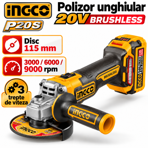 Set 5 scule electrice 20V brushless cu 2 acumulatori 4Ah si troliu, P20S [2]