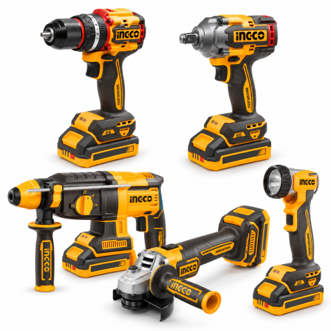 Set 5 scule electrice 20V brushless cu 2 acumulatori 4Ah si troliu, P20S [1]