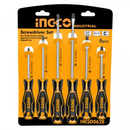 Scule si unelte - Set 6 buc. surubelnite drepte si PH - INGCO  HKSD0628