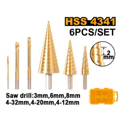 Carote si freze - Set 6 burghie conice in trepte