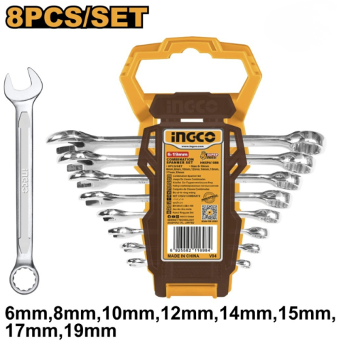 Set 8 chei combinate, 6-19mm, otel Cr-V, suport plastic, uz industrial [1]