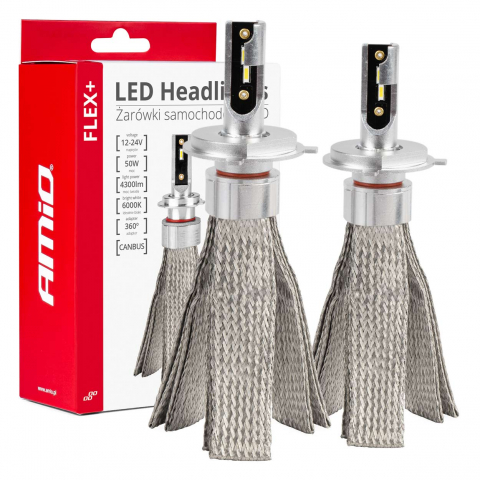 Lumini, Becuri, Proiectoare - Set Becuri LED H4/H19 CANBUS FLEX+ Seria, 6000K, 12-24V