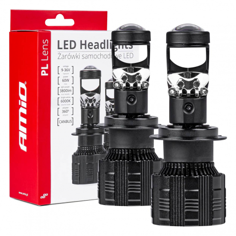 Becuri si sigurante auto - Set Becuri LED H7 cu Lentila PL Seria