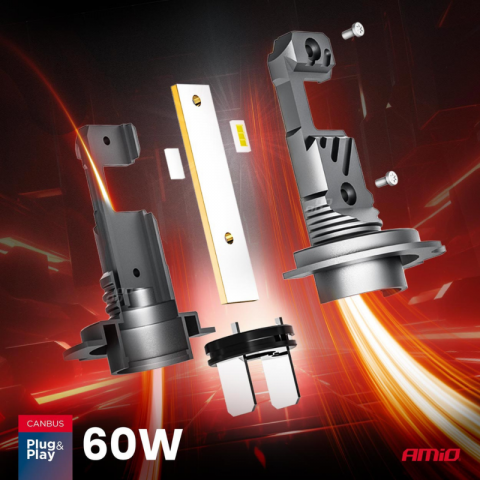 Set Becuri LED Hibride H7/H18 Seria, CANBUS, 5600Lm, 6000K, 60W, Dimensiune Standard [2]