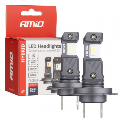 Becuri si sigurante auto - Set Becuri LED Hibride H7/H18 Seria, CANBUS, 5600Lm, 6000K, 60W, Dimensiune Standard