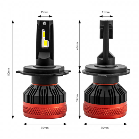Set Becuri LED Seria X3 H4/H19, 12V, 9900lm, 6500K Alb Rece, CANBUS [2]