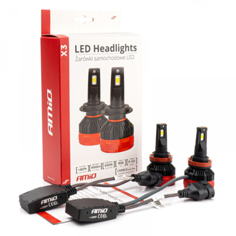 Set Becuri LED Seria X3 H8/H9/H11/H16, 9900lm, 6500K, Canbus [7]