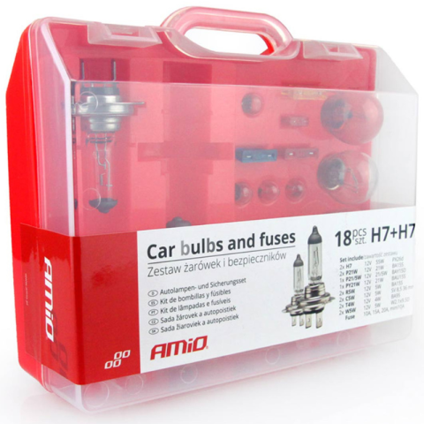 Set Becuri si Sigurante Auto 18 Piese 2 x H7 12V, Trusa de Rezerva Universala