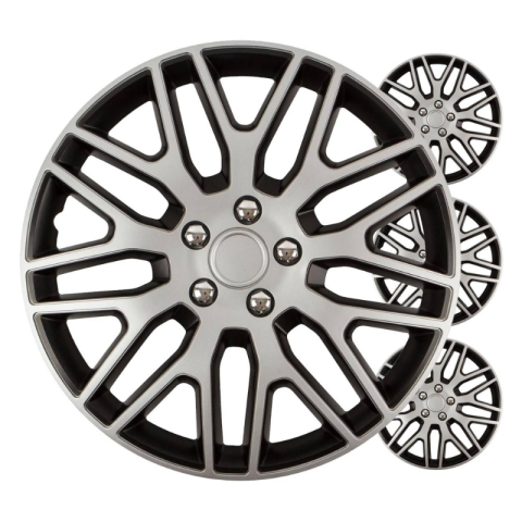 Accesorii si Echipamente Auto - Set capace roti auto Dakar, negru/argintiu, 16", 4 bucati, montare rapida
