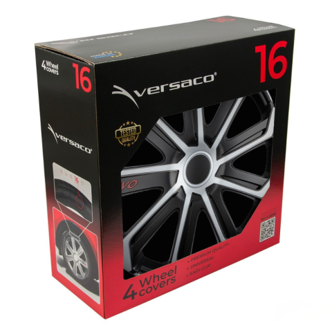 Set capace roti EVO, negru/argintiu, 16", 4 bucati, ABS, jante din otel [3]