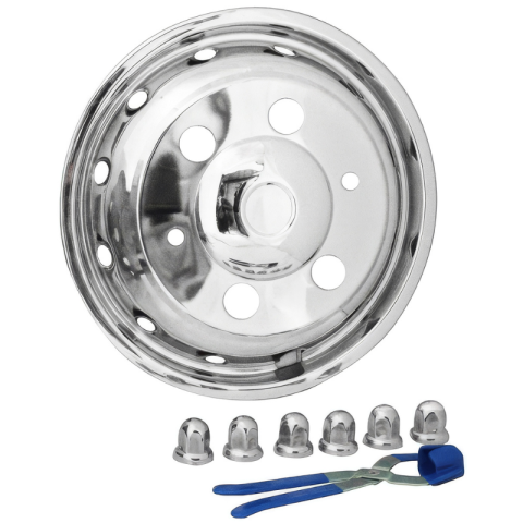 Capace inox si jante - Set capace roti fata, Iveco Daily 16", inox, montaj pe suruburi, PCD 205mm