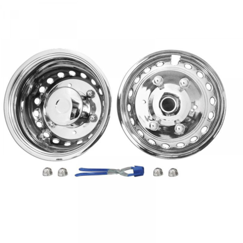 Capace inox si jante - Set capace roti, otel inoxidabil, 16 inch, Mercedes Sprinter, VW Crafter, 18 gauri ventilatie