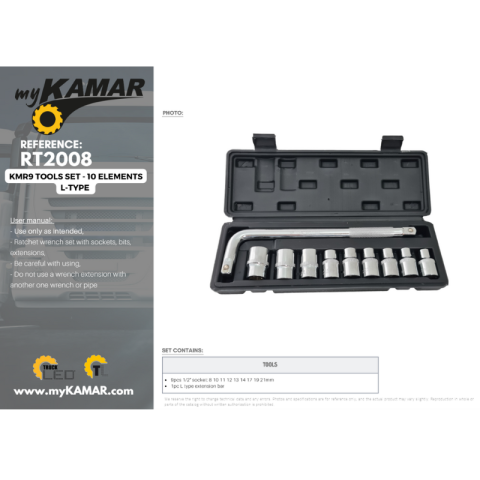 Set Chei Tubulare Tip L 1/2, 10 Elemente, Marimi 8-21mm [4]