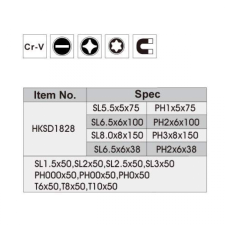 Set de 18 surubelnite cu suport, din otel cu cap magnetizat si maner cauciucat [1]