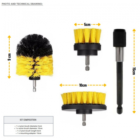 Set de 4 piese, perii pentru curatare si intretinere auto, universale [1]