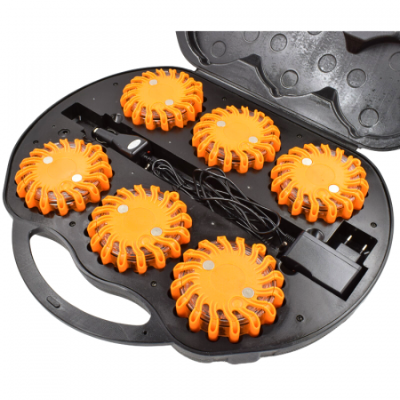 Stroboscoape Auto - Set de 6 lampi LED de urgenta pentru siguranta rutiera cu baza magnetica - M-TECH IL05