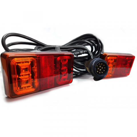 Set de lampi stop remorca, LED, 16 Led-uri, 7.5m, 13pini, 12/24V, triple LED